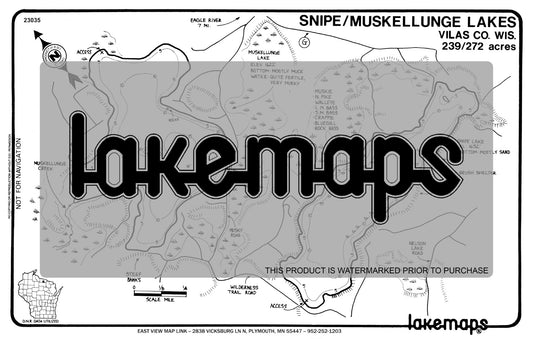 Vilas County, WI - SNIPE/Muskellunge - Lakemap - 23035