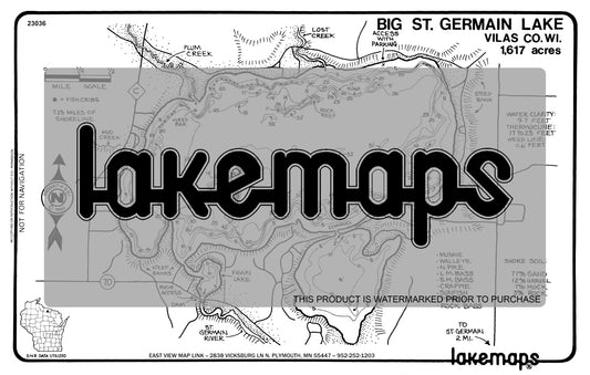 Vilas County, WI - ST. GERMAIN, Big/FAWN - Lakemap - 23036