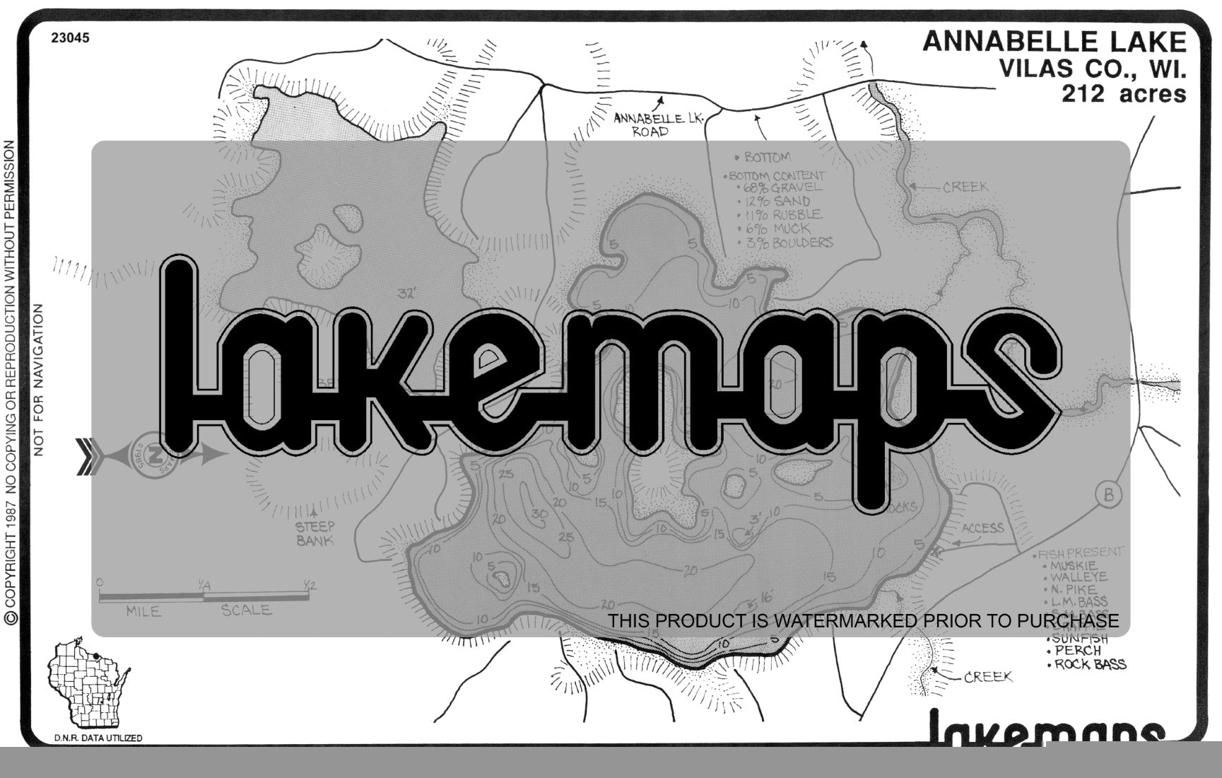 Vilas County, WI - ANNABELLE - Lakemap - 23045