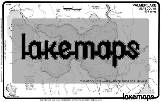 Vilas County, WI - PALMER - Lakemap - 23046