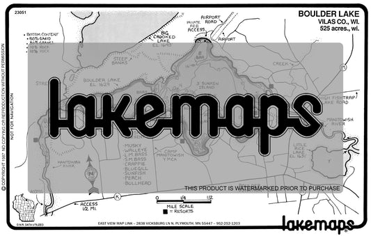 Vilas County, WI - BOULDER - Lakemap - 23051