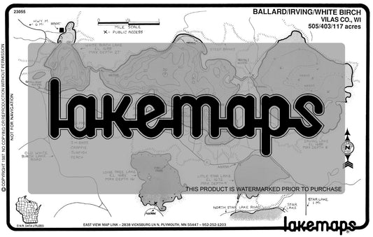 Vilas County, WI - BALLARD/Irving/White Birch - Lakemap - 23055