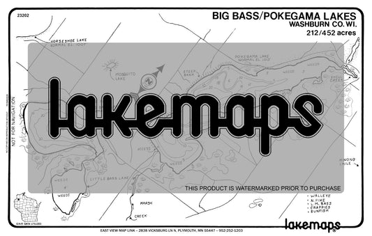 Washburn County, WI - BASS, Big/Little / Pokegama - Lakemap - 23202