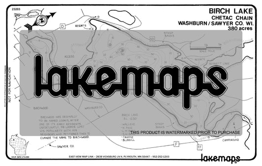 Washburn County, WI - BIRCH (Chetac  Chain) - Lakemap - 23203