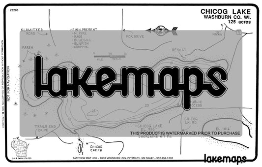 Washburn County, WI - CHICOG - Lakemap - 23205