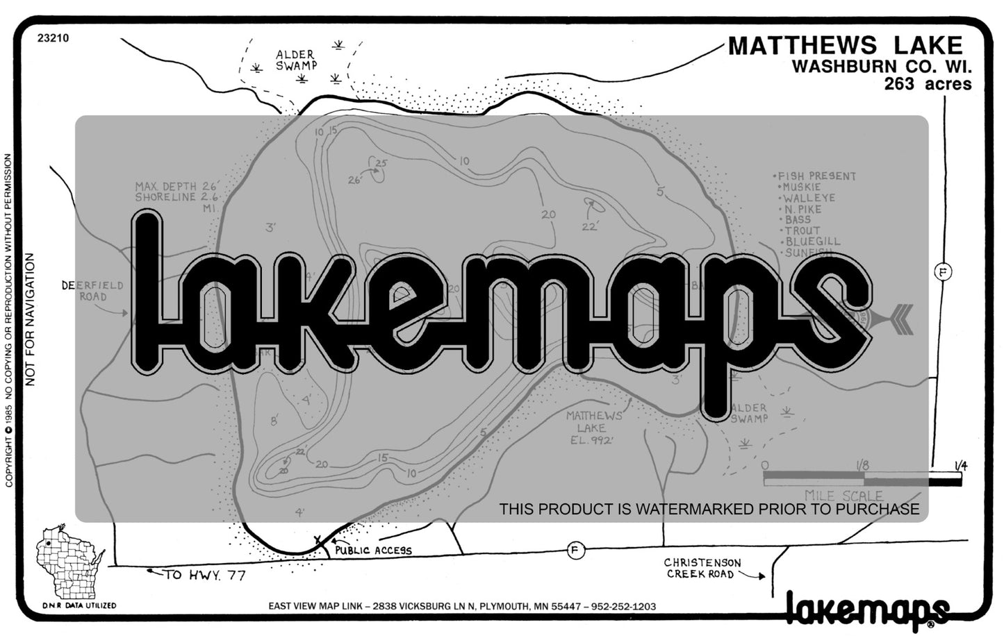 Washburn County, WI - MATHEWS - Lakemap - 23210