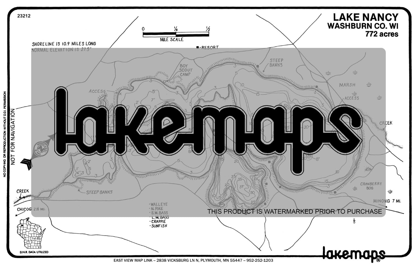 Washburn County, WI - NANCY - Lakemap - 23212