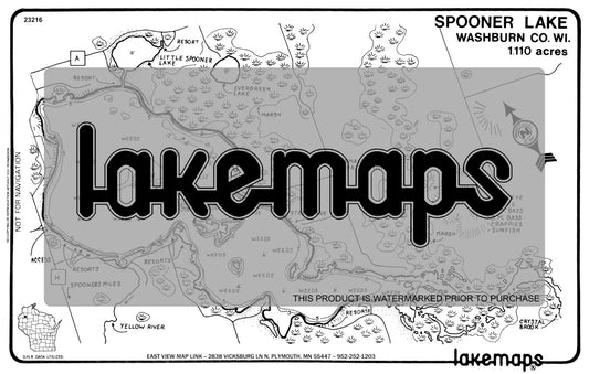 Washburn County, WI - SPOONER - Lakemap - 23216