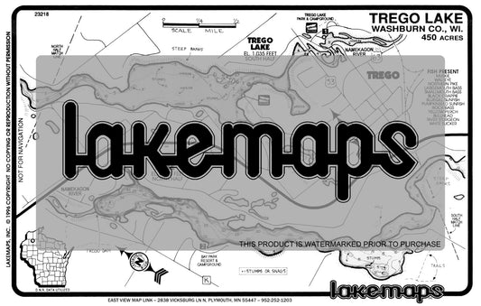 Washburn County, WI - TREGO LAKE - Lakemap - 23218