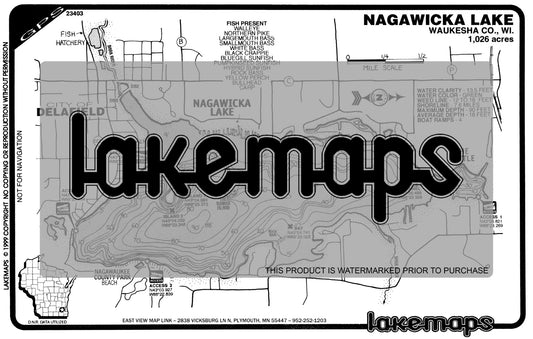 Waukesha County, WI - NAGAWICKA - Lakemap - 23403