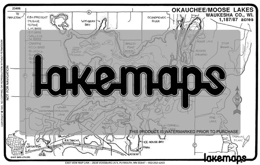 Waukesha County, WI - OKAUCHEE - Lakemap - 23406