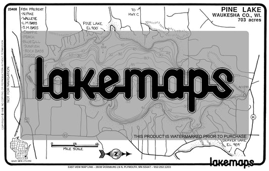 Waukesha County, WI - PINE - Lakemap - 23408