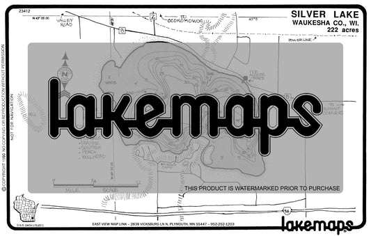 Waukesha County, WI - SILVER - Lakemap - 23412