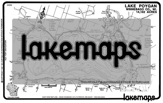 Winnebago County, WI - POYGAN - Lakemap - 23502