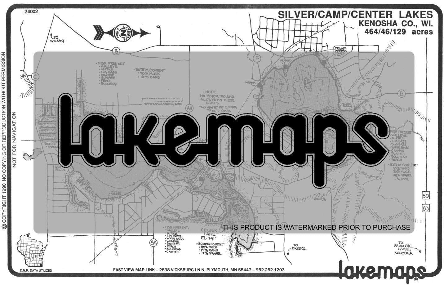 Kenosha County, WI - SILVER - Lakemap - 24002