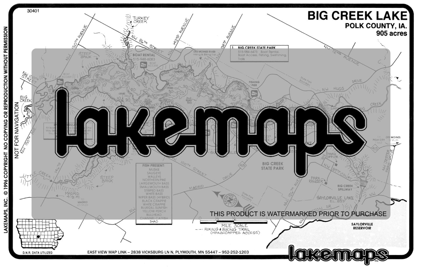 Polk County, IA - BIG CREEK RES. - Lakemap - 30401