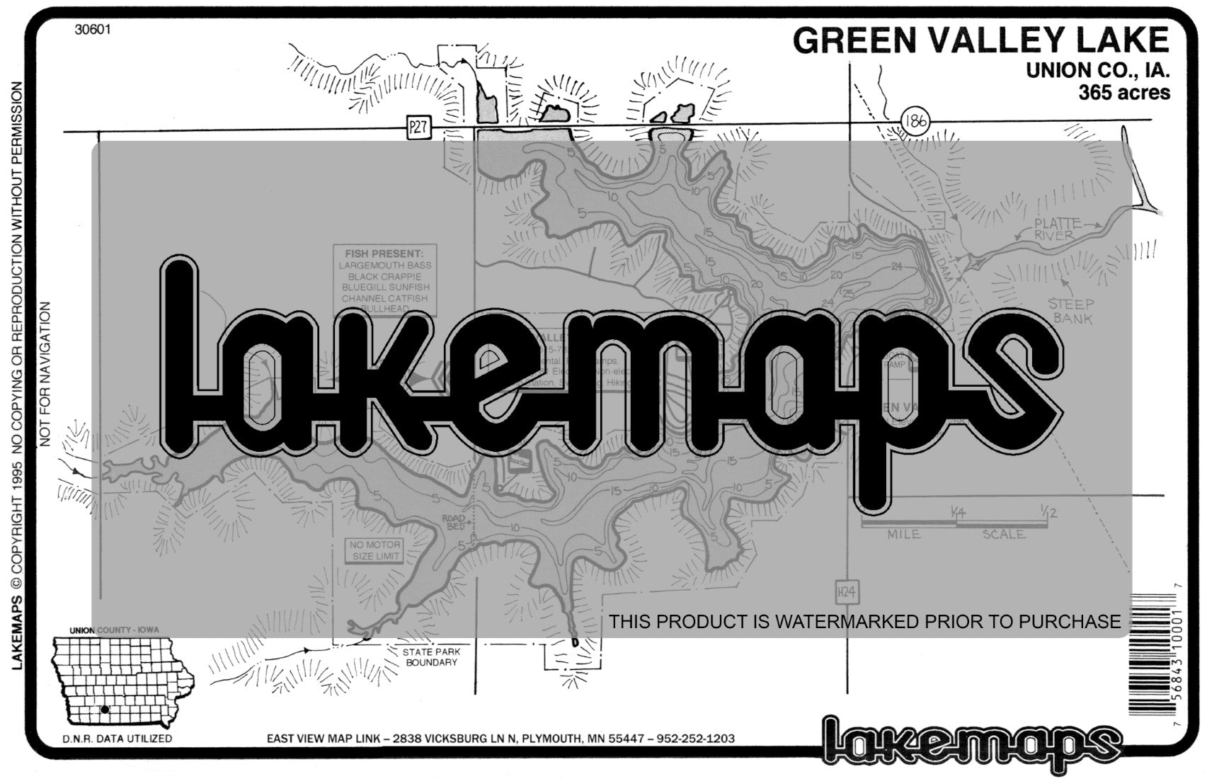 Union County, IA - GREEN VALLEY - Lakemap - 30601