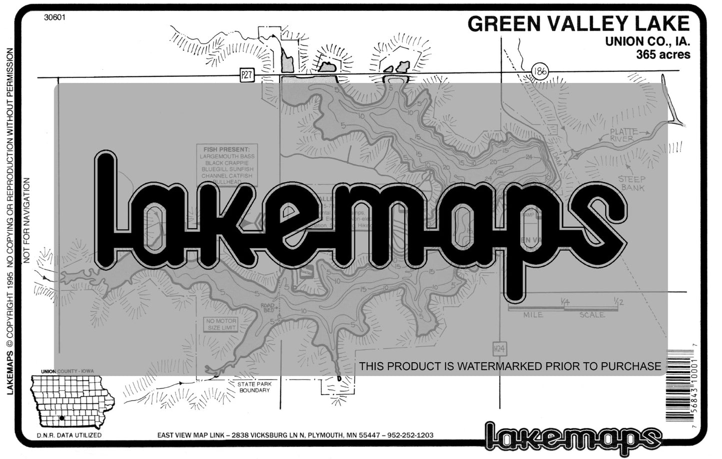 Union County, IA - GREEN VALLEY - Lakemap - 30601