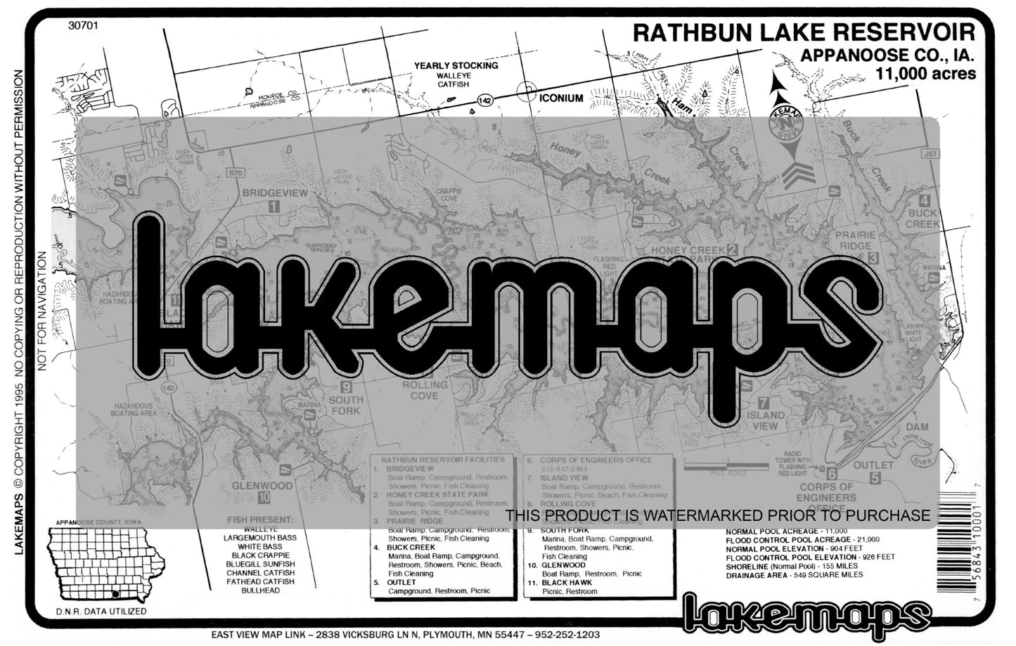 Appanoose County, IA - RATHBUN - Lakemap - 30701