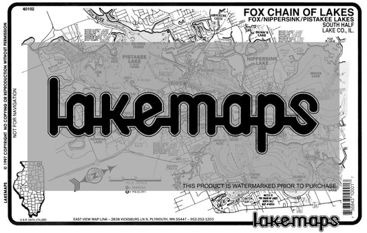 Lake County, IL - Fox Chain of Lakes - Fox/Nippersink/Pistakee - Lakemap - 40102