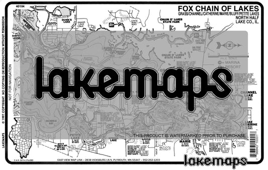 Lake County, IL - Fox Chain of Lakes - Grass/Catherine/Channel - Lakemap - 40104