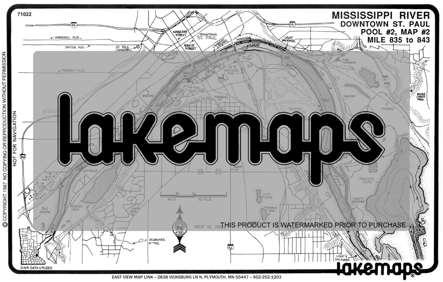 Mississippi River - Mississippi River Pool 2 - DOWNTOWN ST. PAUL   835-843 (POOL #2, Map #2) - Lakemap - 71022