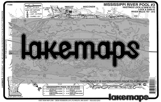 Mississippi River - MISSISSIPPI  RIVER POOL #3 Hastings to Lock & Dam # 3 - Lakemap - 71300