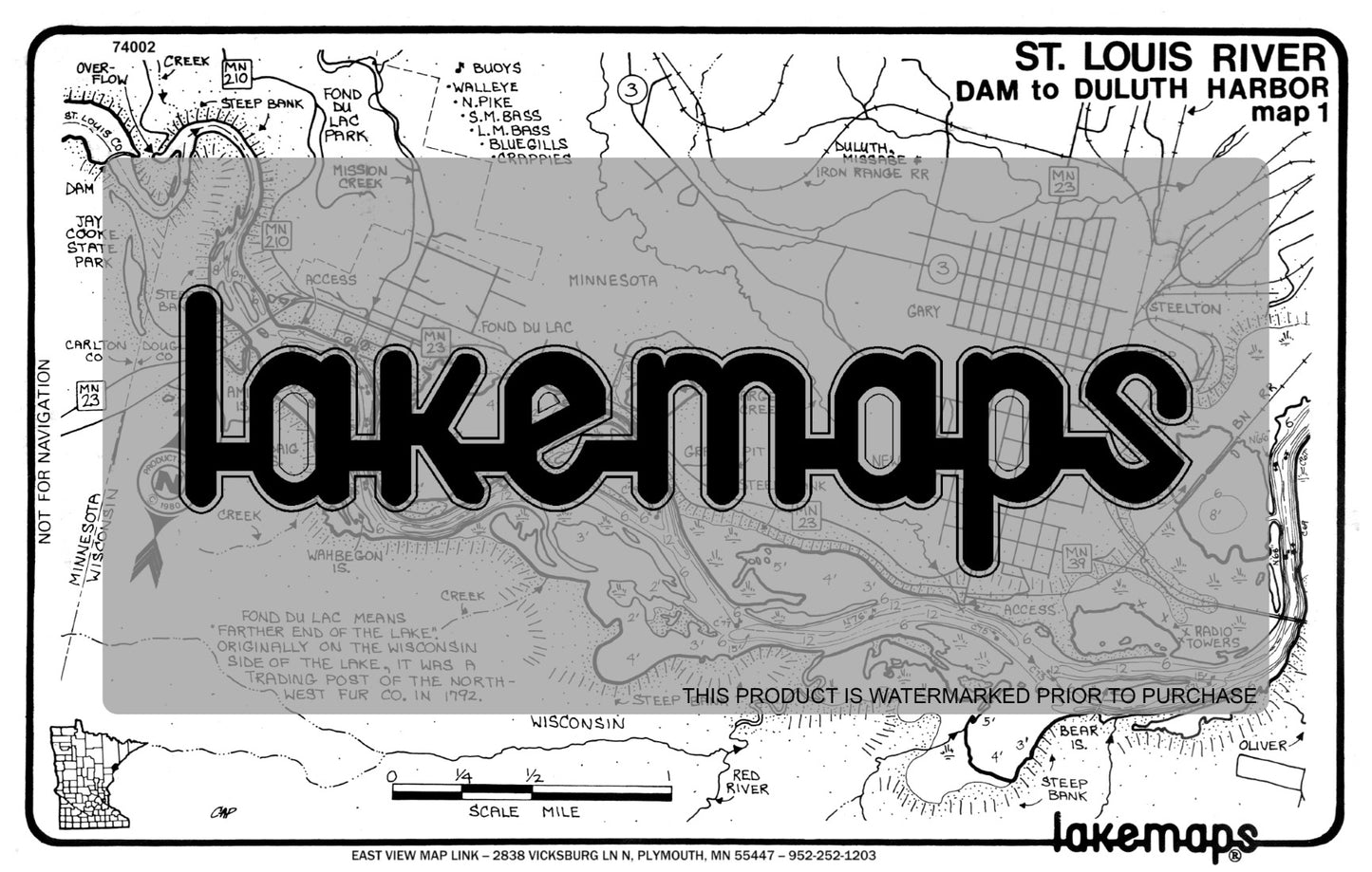 St. Louis River - DAM to HWY. 39 BRIDGE - Lakemap - 74002