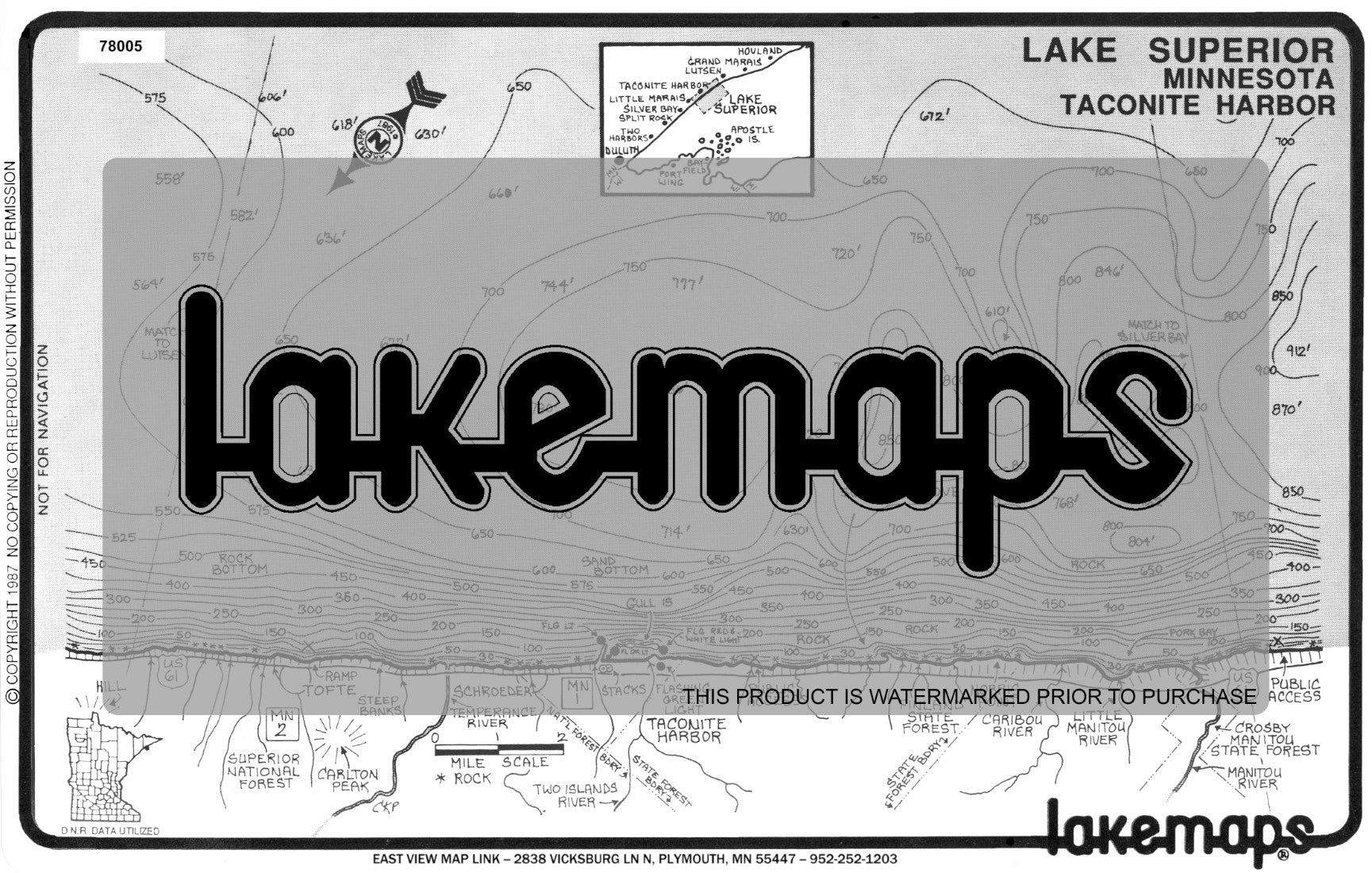 Lake Superior - Upper North Shore - TACONITE HARBOR - Lakemap - 78005