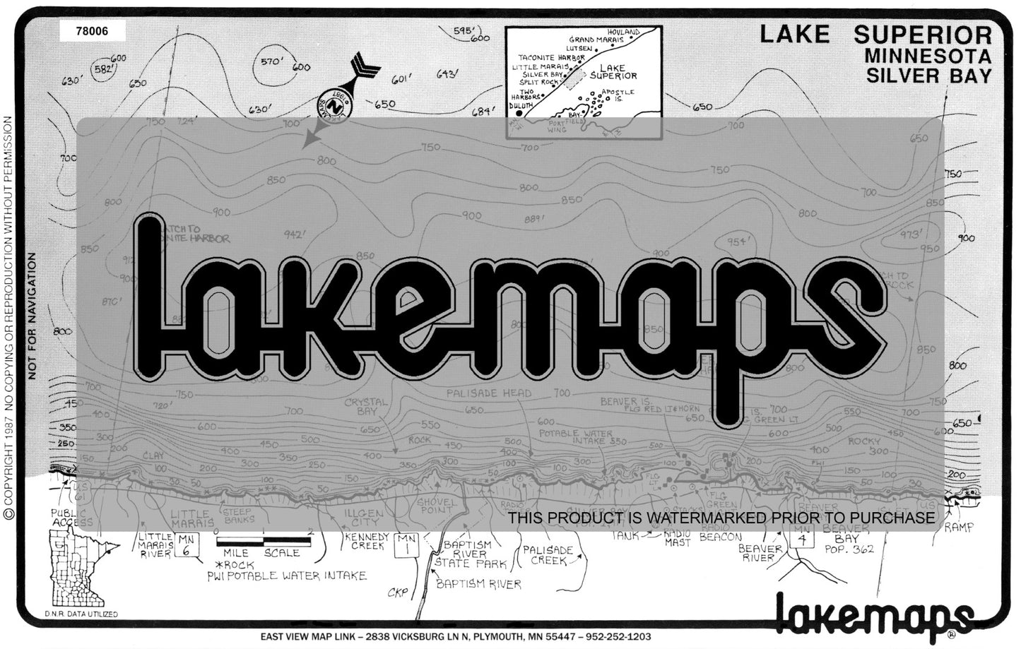 Lake Superior - Lower North Shore - SILVER BAY - Lakemap - 78006