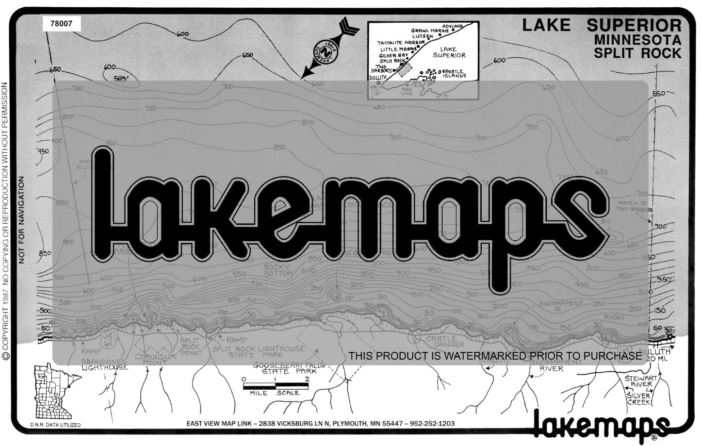 Lake Superior - Lower North Shore - SPLIT ROCK - Lakemap - 78007