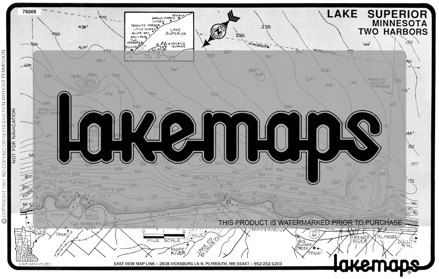 Lake Superior - Lower North Shore - TWO HARBORS - Lakemap - 78008