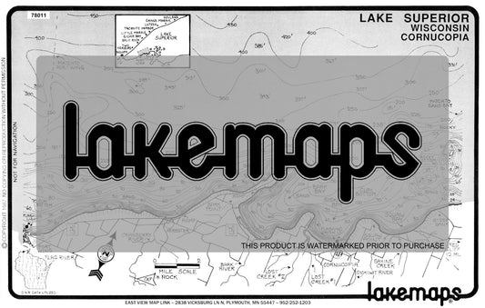 Lake Superior - Wisconsin Shoreline - CORNUCOPIA - Lakemap - 78011