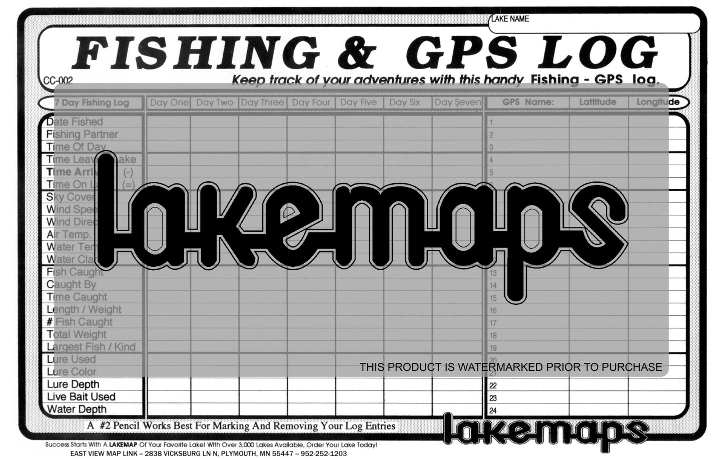 Fishing and GPS Log CC-002