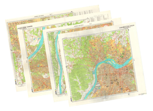 Louisville, Jeffersontown, New Albany, KY (USA) 4-Sheet Map Set - Soviet Military City Plans