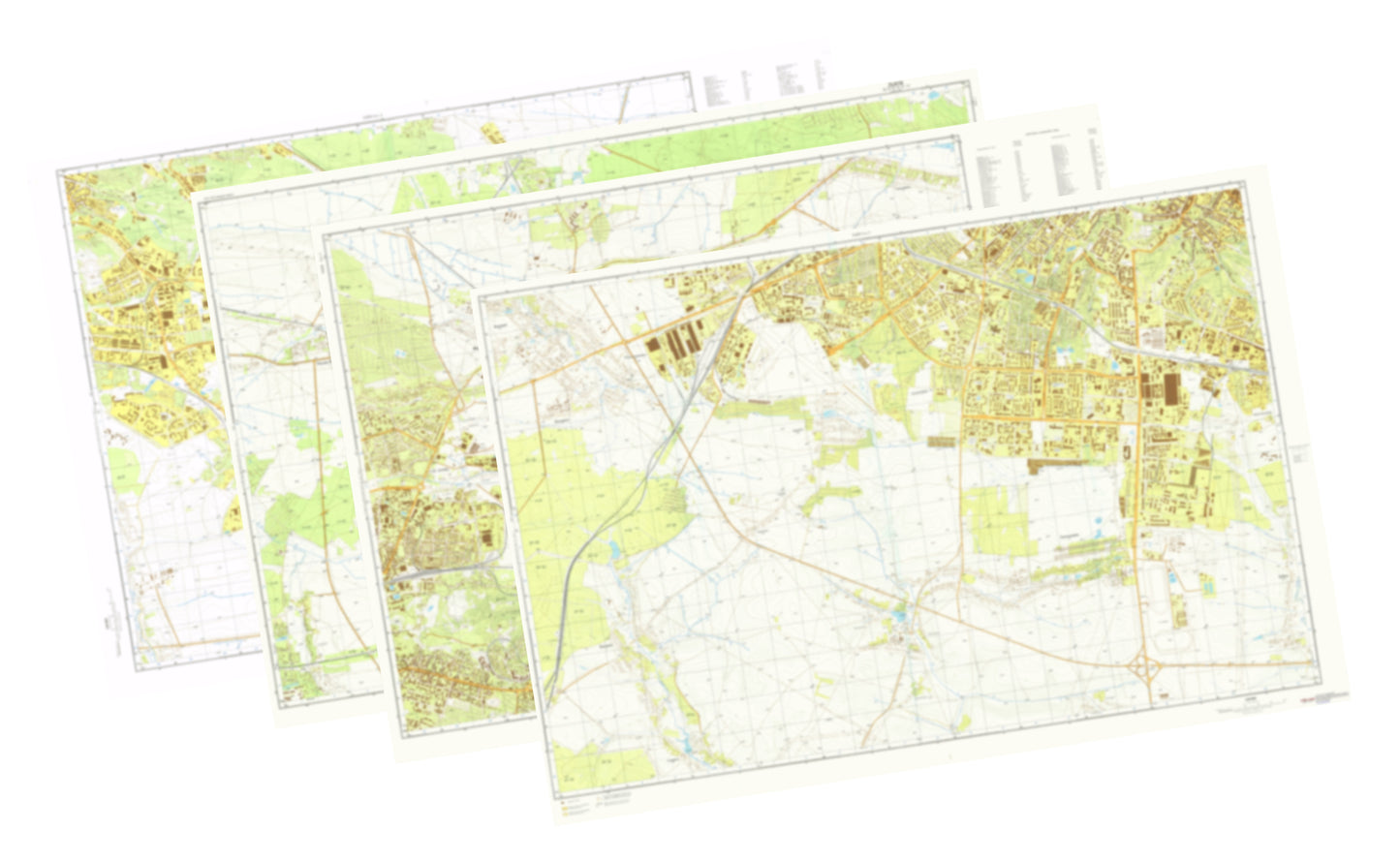 Lvov (Ukraine) 4-Sheet Map Set - Soviet Military City Plans