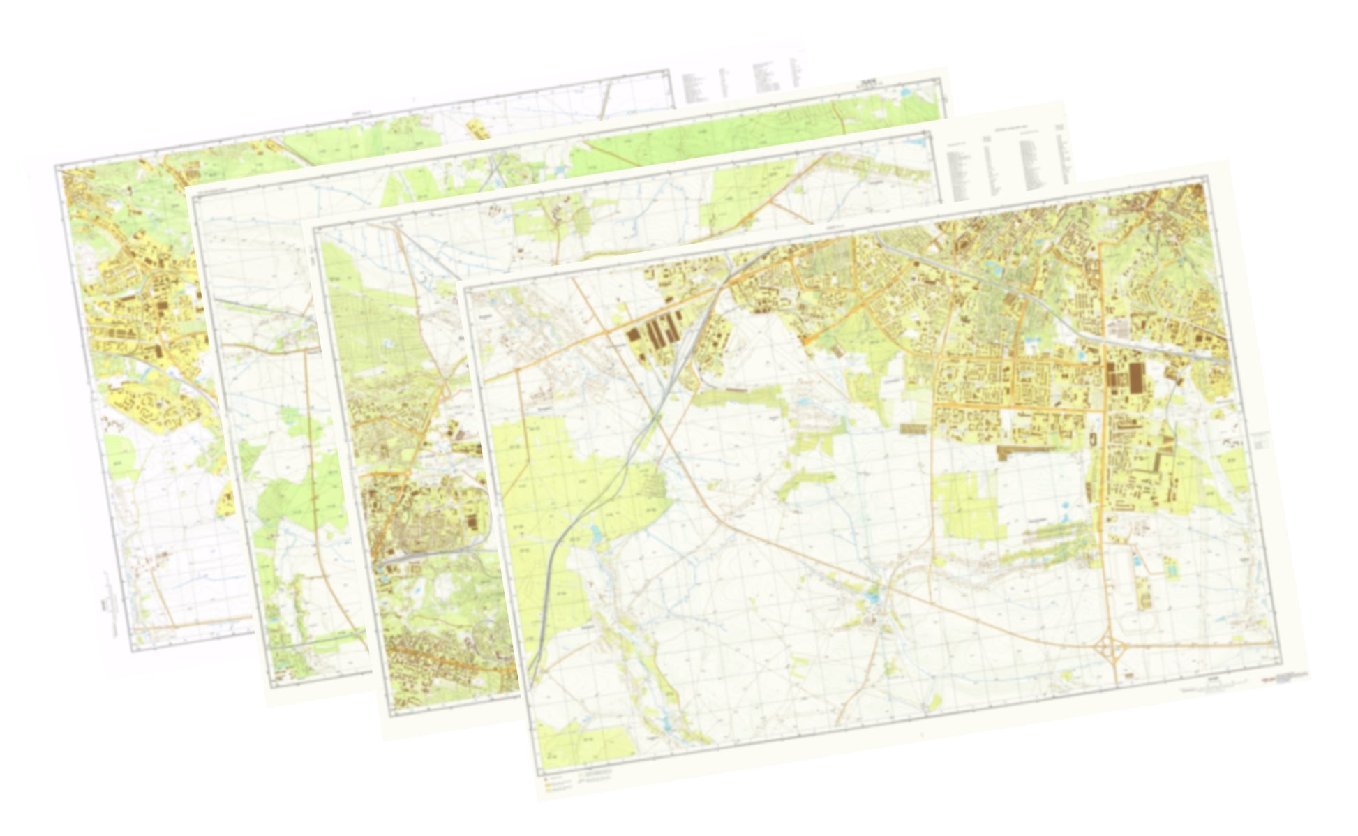 Lvov (Ukraine) 4-Sheet Map Set - Soviet Military City Plans