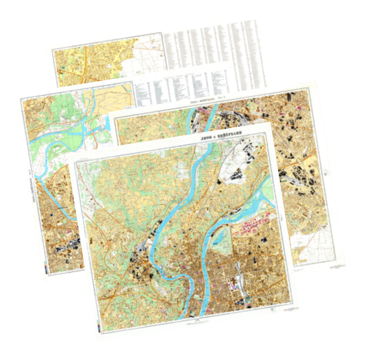 Lyon (France) 4-Sheet Map Set - Soviet Military City Plans