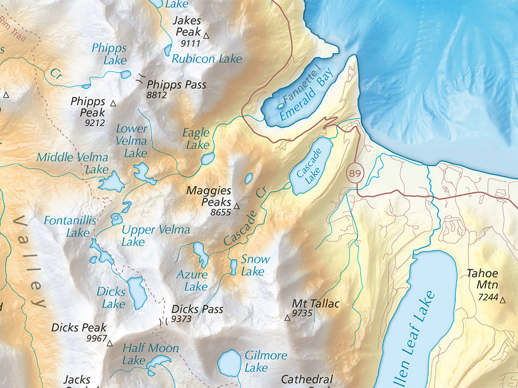 Lake Tahoe Elevation Tints Fine Art Print Map