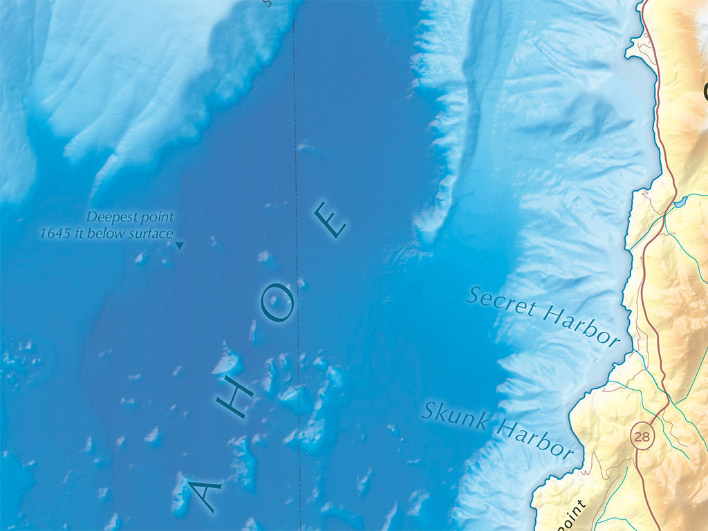 Lake Tahoe Elevation Tints Fine Art Print Map
