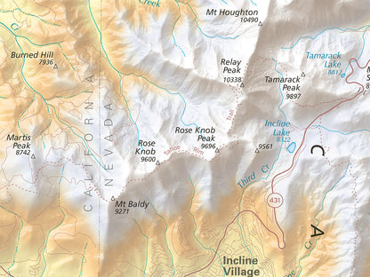 Lake Tahoe Elevation Tints Fine Art Print Map