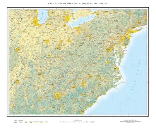 Land Cover of the Appalachians & Ohio Valley Fine Art Print Map