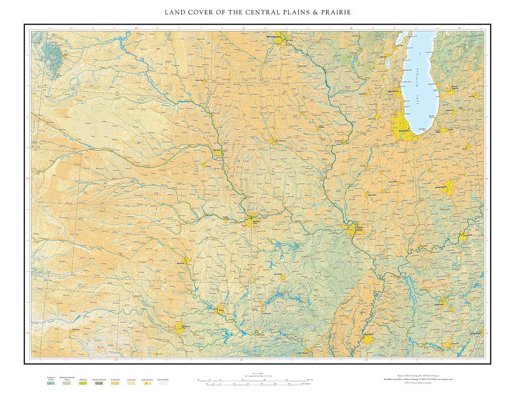 Land Cover of the Central Plains & Prairie Fine Art Print Map