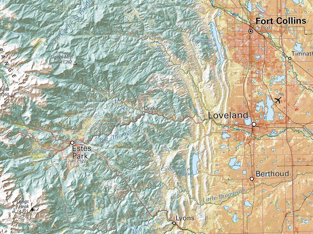 Land Cover of the Colorado Rockies Fine Art Print Map