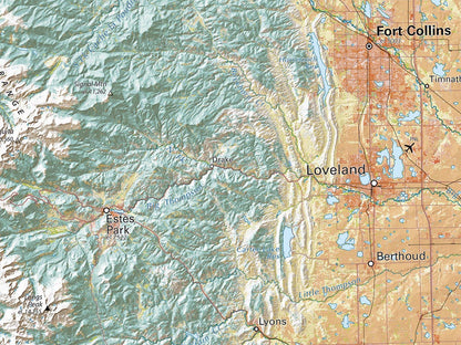 Land Cover of the Colorado Rockies Fine Art Print Map