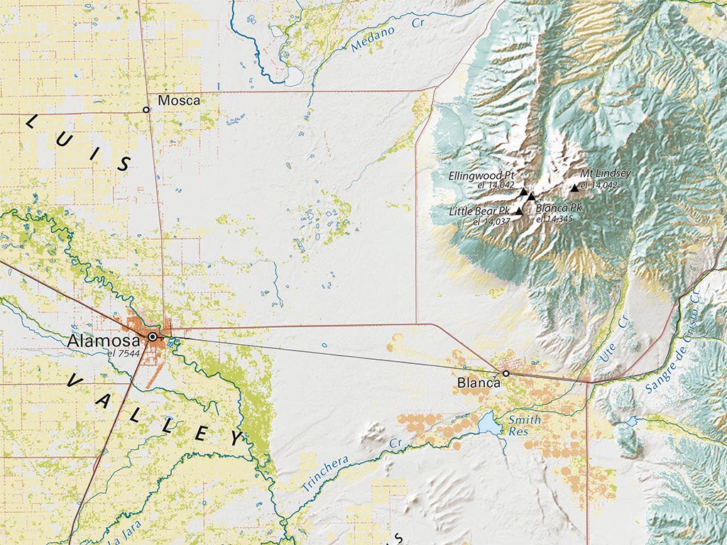 Land Cover of the Colorado Rockies Fine Art Print Map
