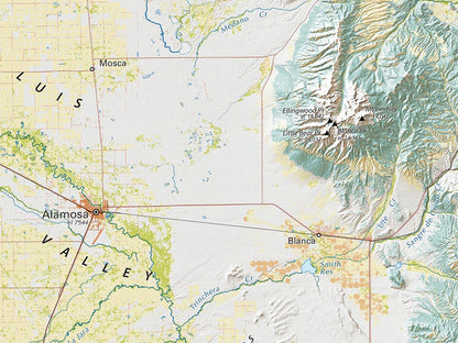 Land Cover of the Colorado Rockies Fine Art Print Map
