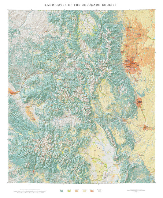 Land Cover of the Colorado Rockies Fine Art Print Map