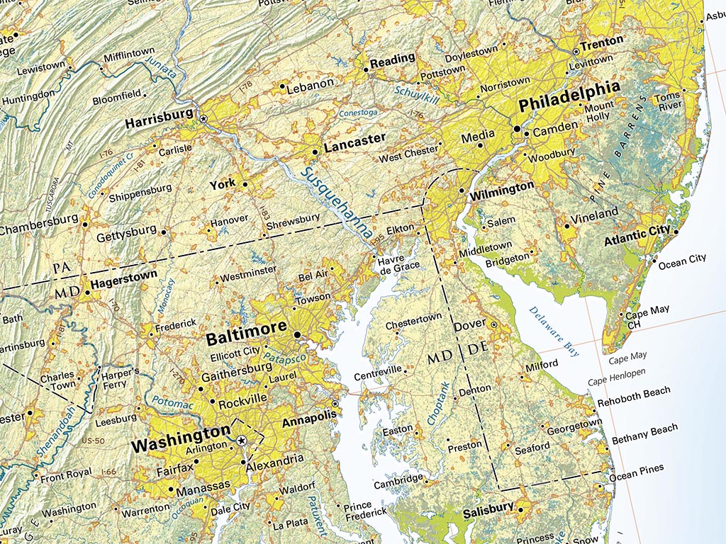 Land Cover of the East Coast Fine Art Print Map