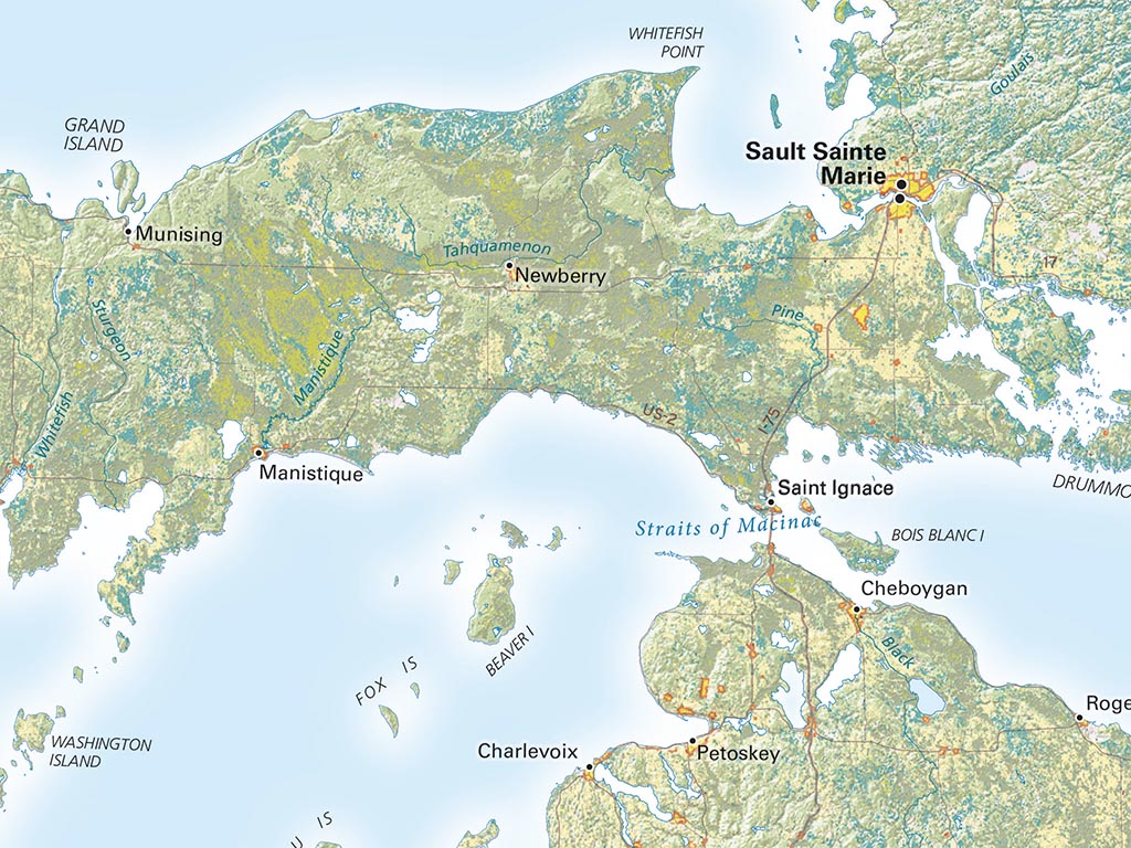 Land Cover of the Great Lakes Fine Art Print Map